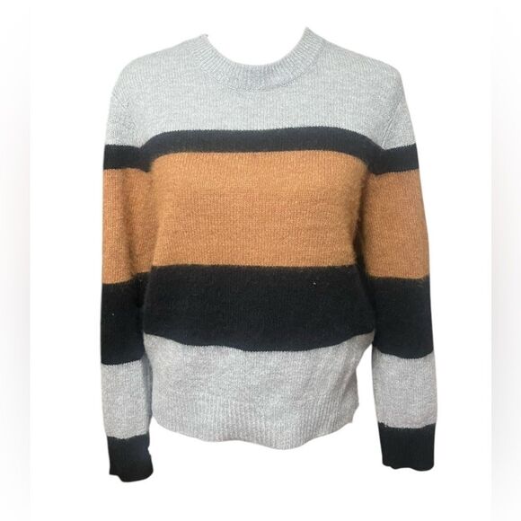 360 Sweater Women’s Wool Raccoon Yarn Crew Neck Sweater XS Colorblock - Picture 1 of 5